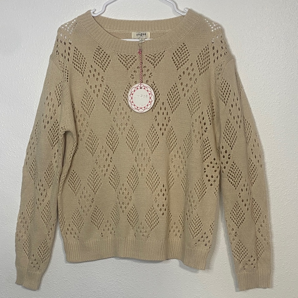 Umgee Beige Diamond Knit Sweater - Picture 2 of 13